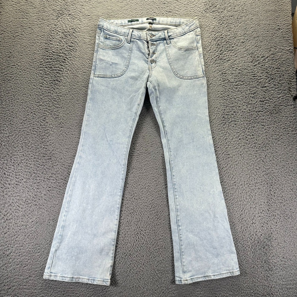 Wild Fable Jean Women's 12 Blue Cotton Denim Flared Button-Fly Stretch Workwearโ